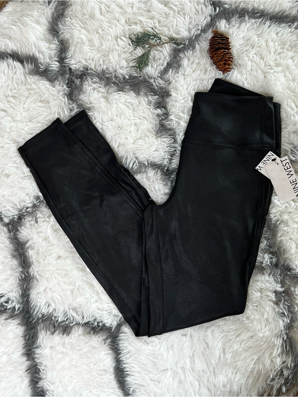 Nine West Black Faux Leather Leggings
